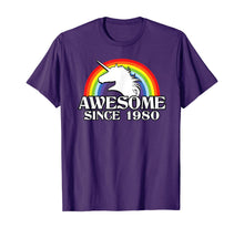 Load image into Gallery viewer, Rainbow Unicorn 40th birthday gift 1980 40 Years Old T-Shirt