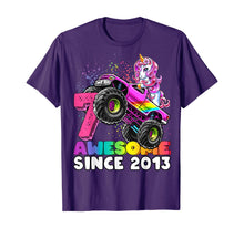 Load image into Gallery viewer, Awesome Since 2013 Unicorn Monster Truck 7th Birthday Gift T-Shirt