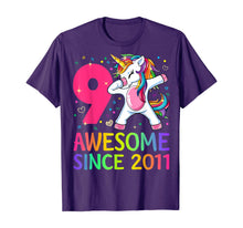 Load image into Gallery viewer, 9 Years Old 9th Birthday Unicorn Dabbing Shirt Girl Party T-Shirt