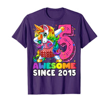 Load image into Gallery viewer, Awesome Since 2015 Dabbing Unicorn Tutu 5th Birthday Gift T-Shirt