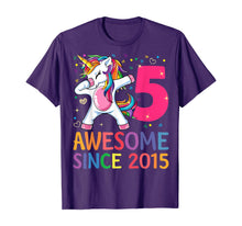 Load image into Gallery viewer, Awesome Since 2015 Dabbing Unicorn 5th Birthday Gift Girls T-Shirt