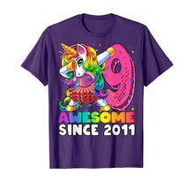 Load image into Gallery viewer, Awesome Since 2011 Dabbing Unicorn Tutu 9th Birthday Gift T-Shirt