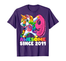 Load image into Gallery viewer, Awesome Since 2011 Dabbing Unicorn 9th Birthday Gift Girls T-Shirt