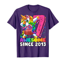 Load image into Gallery viewer, Awesome Since 2013 Dabbing Unicorn Tutu 7th Birthday Gift T-Shirt