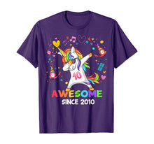 Load image into Gallery viewer, Dabbing Unicorn Awesome Since 2010 - 10th Birthday T-Shirt