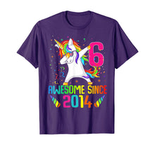 Load image into Gallery viewer, 6 Years Old 6th Birthday Awesome Since 2014 Unicorn Dabbing T-Shirt