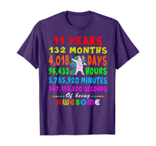 Load image into Gallery viewer, 11 Yrs Old 132 Months of Being Awesome 11th Birthday Unicorn T-Shirt