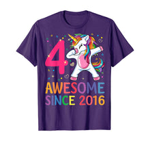 Load image into Gallery viewer, 4 Years Old 4th Birthday Unicorn Dabbing Shirt Girl Party T-Shirt