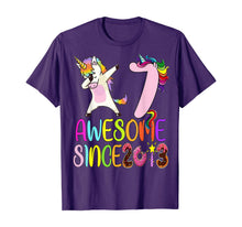 Load image into Gallery viewer, 7 year 7th birthday party dabbing unicorn awesome since 2013 T-Shirt
