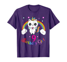 Load image into Gallery viewer, Cute Kitty 9th Birthday Shirt unicorn rainbow 9th bday gift