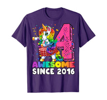 Load image into Gallery viewer, Awesome Since 2016 Flossing Unicorn Tutu 4th Birthday Gift T-Shirt