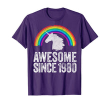 Load image into Gallery viewer, 1980 40th Birthday Gift Unicorn Rainbow 40 Years Old Women T-Shirt