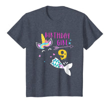 Load image into Gallery viewer, 9th Birthday Girl Unicorn Mermaid Tail 9 Years Old Shirt