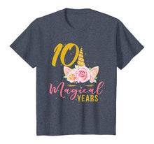 Load image into Gallery viewer, 10 Years Old Birthday Girl Gift Unicorn 10th Birthday T-Shirt