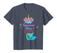 Load image into Gallery viewer, Girls Awesome Since 2013-7th Birthday Unicorn Mermaid Party T-Shirt