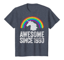Load image into Gallery viewer, 1980 40th Birthday Gift Unicorn Rainbow 40 Years Old Women T-Shirt