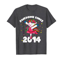Load image into Gallery viewer, Awesome Since 2014 Ballerina Unicorn Birthday Rainbow Girls T-Shirt