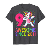 Load image into Gallery viewer, 9 Years Old 9th Birthday Unicorn Dabbing Shirt Girl Party T-Shirt