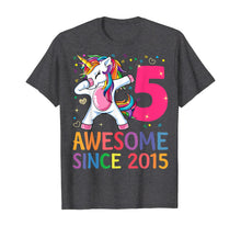 Load image into Gallery viewer, Awesome Since 2015 Dabbing Unicorn 5th Birthday Gift Girls T-Shirt