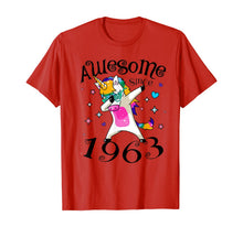 Load image into Gallery viewer, Women Dabbing Unicorn Awesome Since 1963 57th Birthday T-Shirt