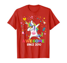 Load image into Gallery viewer, Dabbing Unicorn Awesome Since 2010 - 10th Birthday T-Shirt