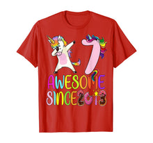 Load image into Gallery viewer, 7 year 7th birthday party dabbing unicorn awesome since 2013 T-Shirt