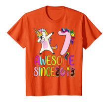 Load image into Gallery viewer, 7 year 7th birthday party dabbing unicorn awesome since 2013 T-Shirt