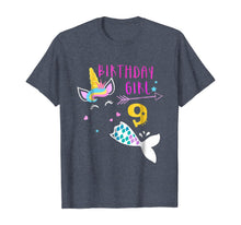 Load image into Gallery viewer, 9th Birthday Girl Unicorn Mermaid Tail 9 Years Old Shirt
