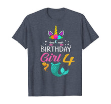Load image into Gallery viewer, 4th Birthday Girl Unicorn Shirt Mermaid Tail 4 Years Old Tee