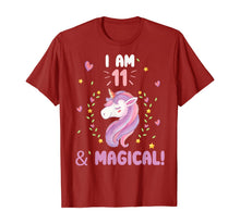 Load image into Gallery viewer, I am 11 &amp; Magical Happy Birthday 11 Years Old Unicorn tee T-Shirt