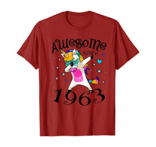 Load image into Gallery viewer, Women Dabbing Unicorn Awesome Since 1963 57th Birthday T-Shirt