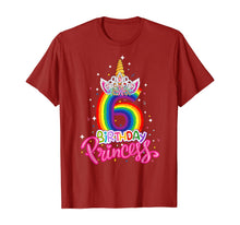Load image into Gallery viewer, Birthday Princess Unicorn 6 Year Old 6th Birthday Girl Kids T-Shirt