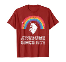 Load image into Gallery viewer, 1970 50th Birthday Gift Unicorn Rainbow 50 Years Old Costume T-Shirt