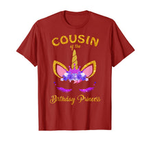 Load image into Gallery viewer, Cousin Of The Birthday Princess Unicorn Birthday Girl T-Shirt