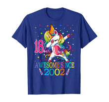 Load image into Gallery viewer, Awesome Since 2002 Dabbing Unicorn 18th Birthday Gift Girls T-Shirt