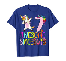 Load image into Gallery viewer, 7 year 7th birthday party dabbing unicorn awesome since 2013 T-Shirt