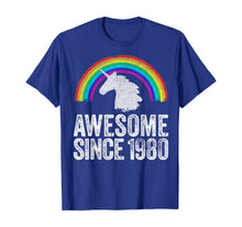 Load image into Gallery viewer, 1980 40th Birthday Gift Unicorn Rainbow 40 Years Old Women T-Shirt