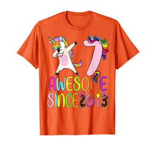 Load image into Gallery viewer, 7 year 7th birthday party dabbing unicorn awesome since 2013 T-Shirt
