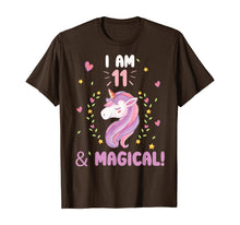 Load image into Gallery viewer, I am 11 &amp; Magical Happy Birthday 11 Years Old Unicorn tee T-Shirt