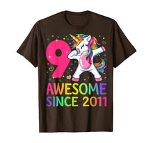 Load image into Gallery viewer, 9 Years Old 9th Birthday Unicorn Dabbing Shirt Girl Party T-Shirt