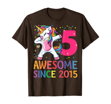 Load image into Gallery viewer, Awesome Since 2015 Dabbing Unicorn 5th Birthday Gift Girls T-Shirt