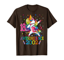 Load image into Gallery viewer, Awesome Since 2002 Dabbing Unicorn 18th Birthday Gift Girls T-Shirt