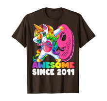 Load image into Gallery viewer, Awesome Since 2011 Dabbing Unicorn 9th Birthday Gift Girls T-Shirt