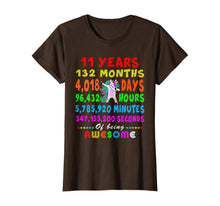 Load image into Gallery viewer, 11 Yrs Old 132 Months of Being Awesome 11th Birthday Unicorn T-Shirt