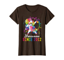 Load image into Gallery viewer, Girls Awesome Since 2012, 8th Birthday Unicorn Dabbing Cute T-Shirt