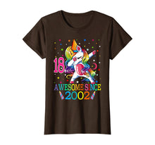 Load image into Gallery viewer, Awesome Since 2002 Dabbing Unicorn 18th Birthday Gift Girls T-Shirt