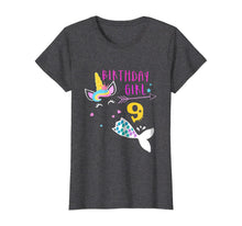 Load image into Gallery viewer, 9th Birthday Girl Unicorn Mermaid Tail 9 Years Old Shirt