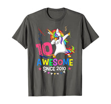 Load image into Gallery viewer, Girls 10th 10yr Birthday Unicorn Dabbing Awesome Since 2010 T-Shirt