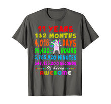 Load image into Gallery viewer, 11 Yrs Old 132 Months of Being Awesome 11th Birthday Unicorn T-Shirt