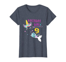 Load image into Gallery viewer, 9th Birthday Girl Unicorn Mermaid Tail 9 Years Old Shirt